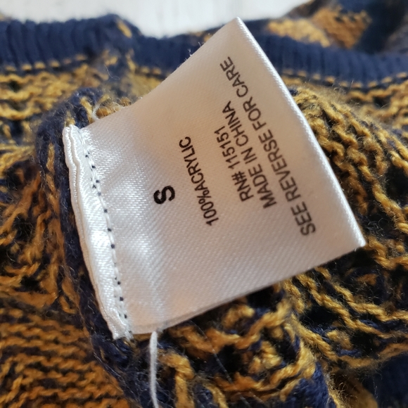 Romeo + Juliet sweater dress bodycon knee navy mustard Small knit shortsleeved - Picture 5 of 8